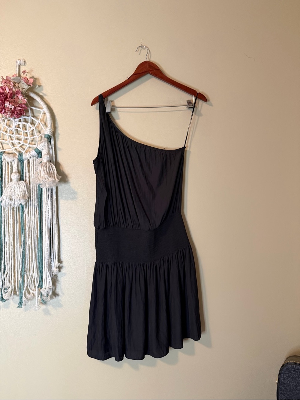 Ramy Brook Leila One Shoulder Mini Dress Black Size Medium